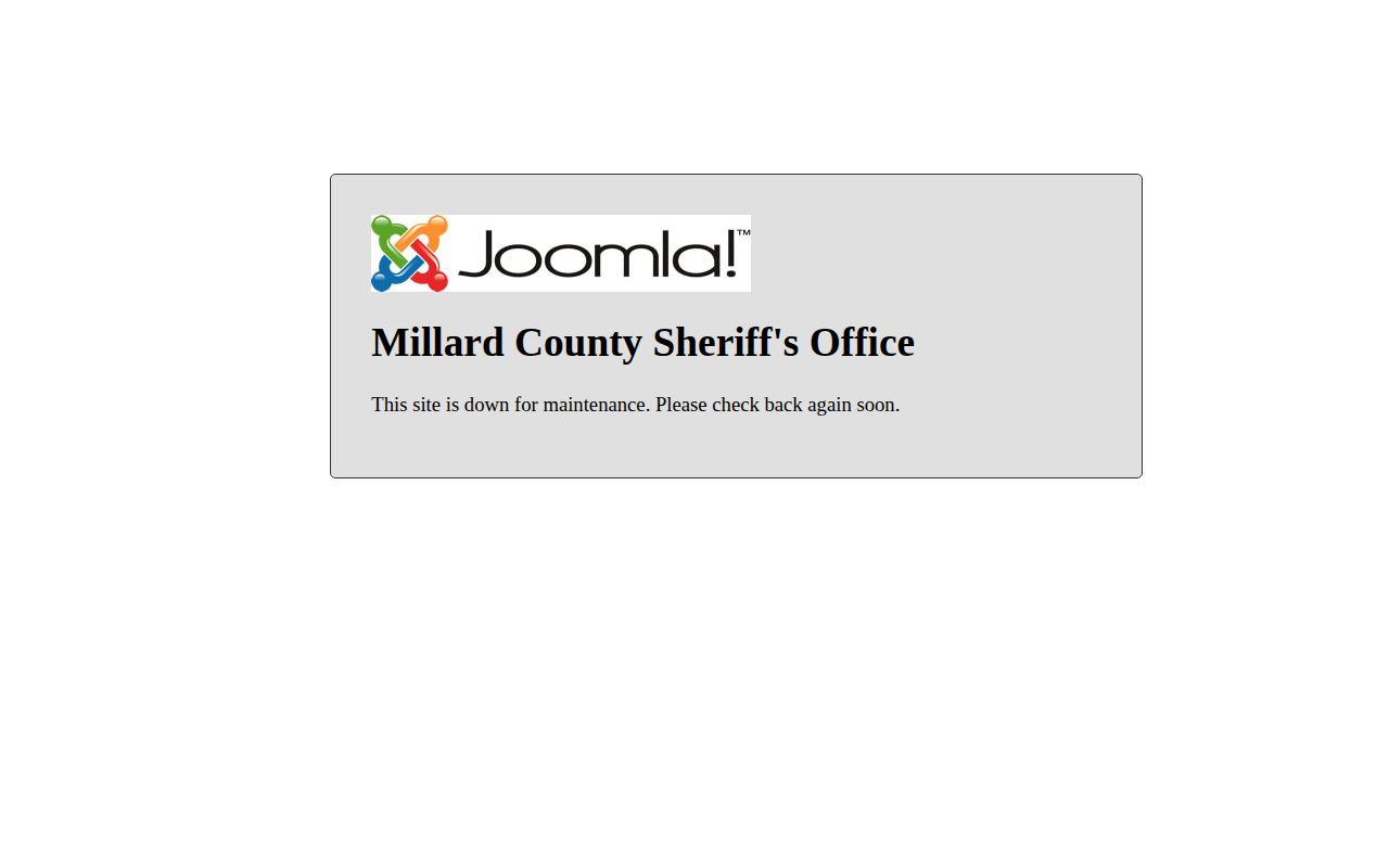 Millard County sheriff maintenance page affecting 72-hour inmate releases