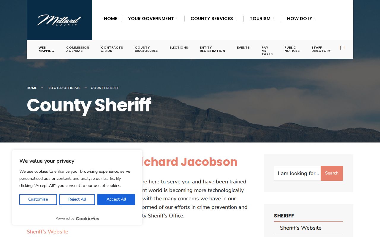 Millard County Jail official release records contact page