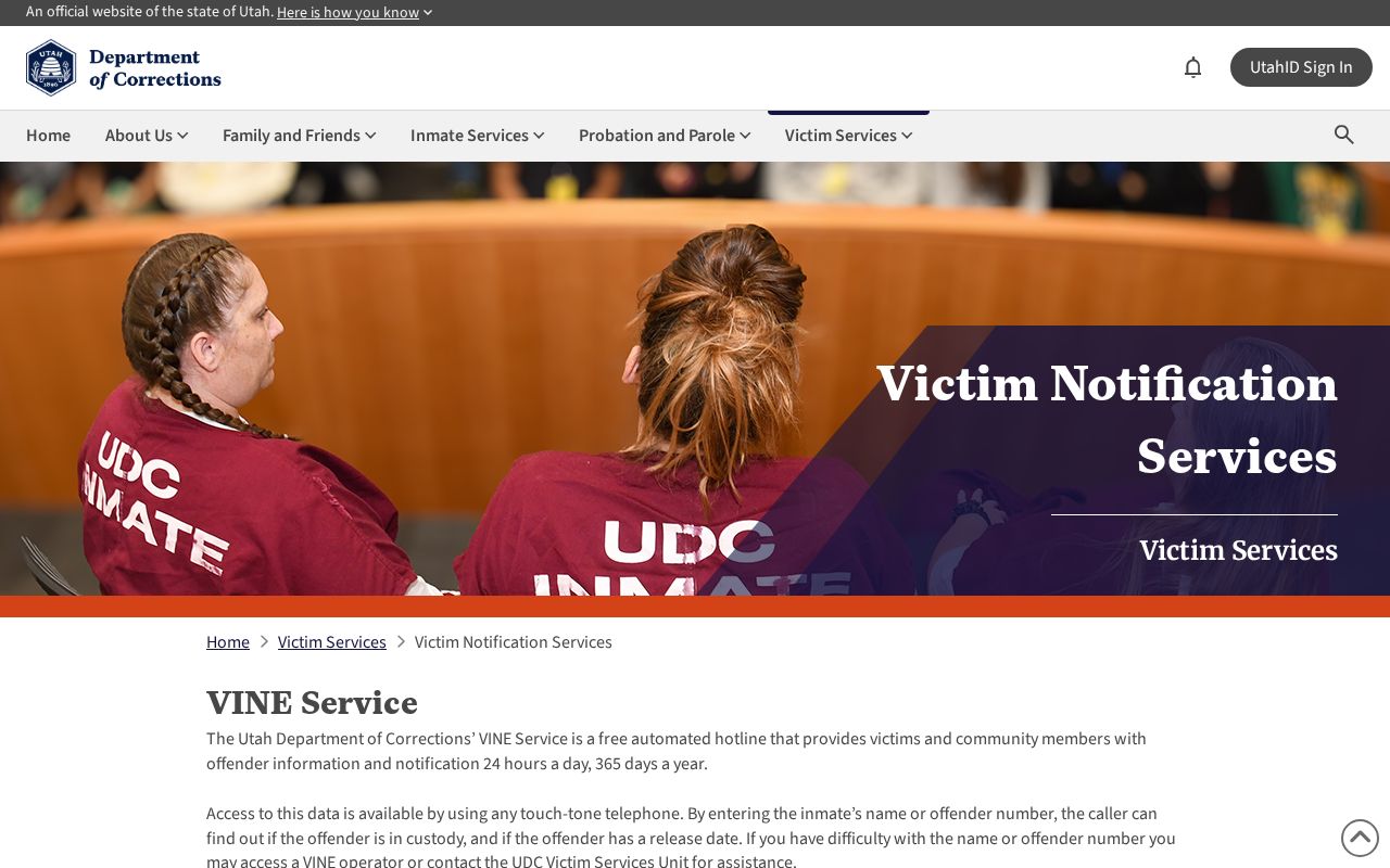 Millard County Utah VINE release notification and PIN instructions